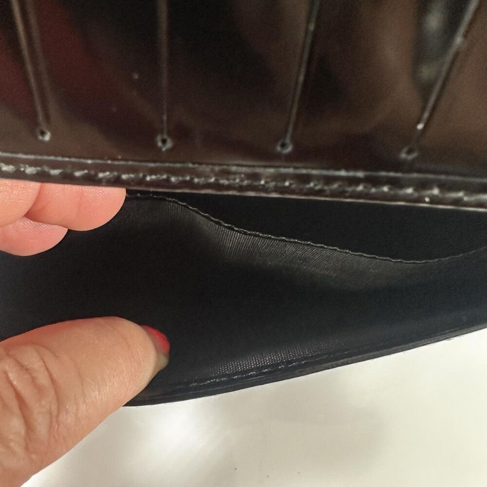 Dior Homme Long Wallet Mens One Size Black Patent Leather Bifold Checkbook Italy - Picture 16 of 16